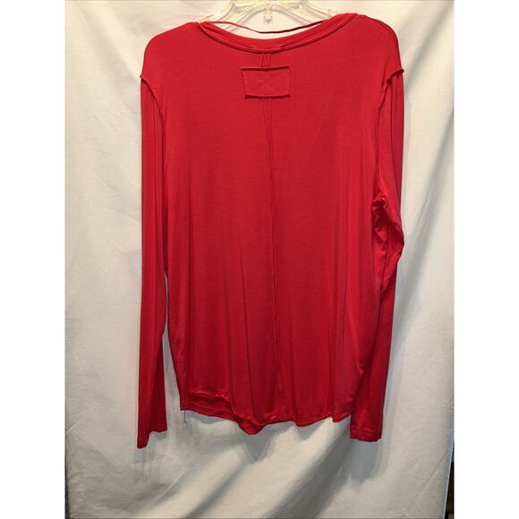 We The Free Womens XL Shirt Long Sleeve Hot Pink Oversize V Neck Athleisure - Picture 12 of 12